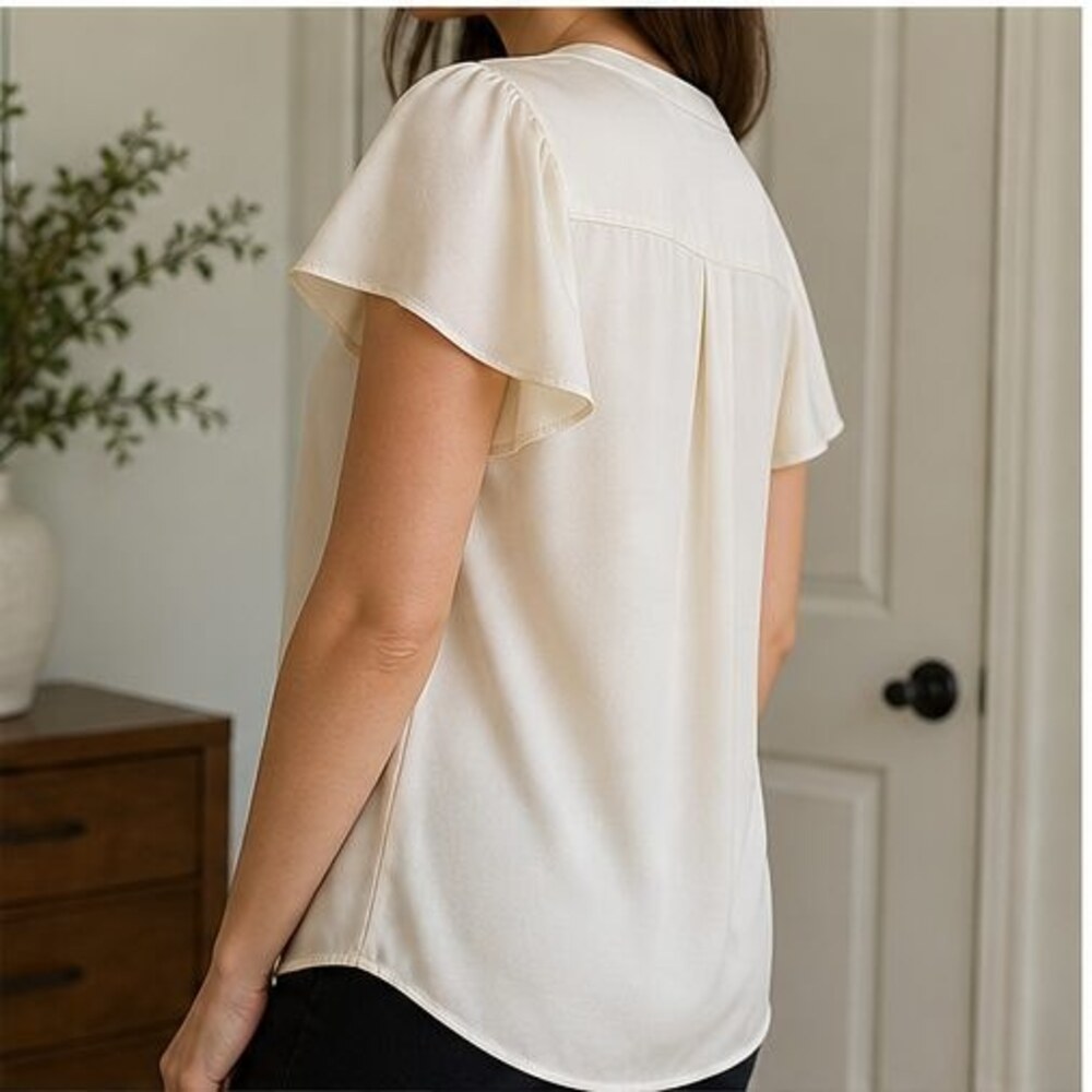 Cream Ruffle Blouse - Picture 3 of 6